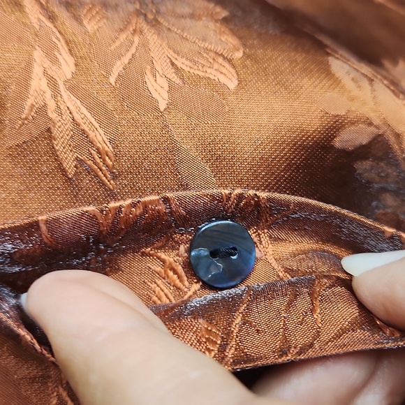 Chico's Design Women's Burnt Orange/Rust Asian Brocade Silk Top Size 0 - Picture 8 of 11